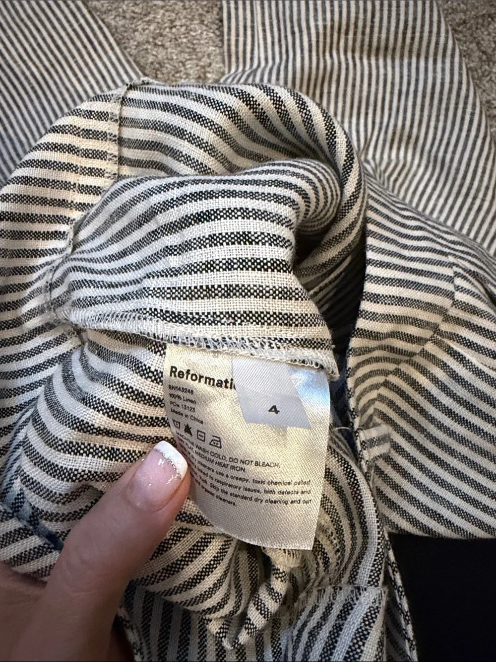 NWOT Reformation Linen Stripe Pant